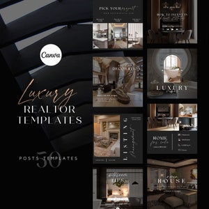 50 Real Estate Instagram Post Templates for Canva | Luxury Realtor Templates | Instagram Canva Template | Social Media Templates