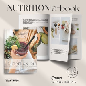 Plantilla de ebook de coach de nutrición / Formularios de coach de salud / Imán de clientes potenciales / Diario de comidas / Planificador de nutrición / Plantilla de Canva