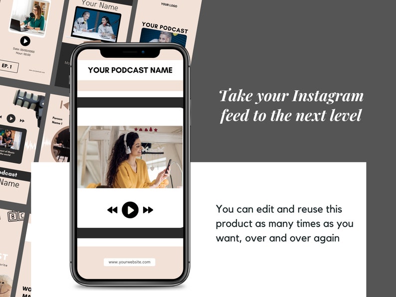 Instagram Reel Templates | Podcast Reel Covers | Reel Cover Template Editable in Canva | Reel Template Cover image 5