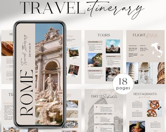 Editable Travel Itinerary Template | Printable Travel Guide | Travel Agent Planner | Trip Itinerary | Holiday Vacation Planner