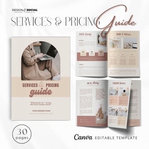 Services & Pricing Guide Template | New Client Welcome Packet | Price List | Client Proposal | Canva Template |
