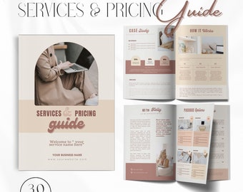Services & Pricing Guide Template | New Client Welcome Packet | Price List | Client Proposal | Canva Template |