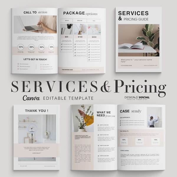 Services & Pricing Guide Template | New Client Welcome Packet | Price List | Client Proposal | Canva Template