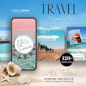 Travel Instagram Templates | Travel Post and Stories | Template Editable in Canva | Social Media Template