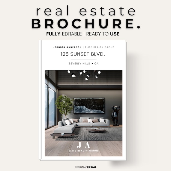 Luxury Real Estate Brochure Template, Modern Property Flyer, Editable Canva Design, Realtor Marketing, Printable A4 Layout