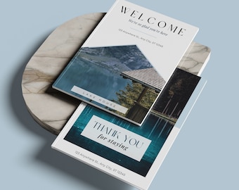Plantilla de libro de bienvenida de Lake House / Plantilla de libro de visitas / Manual de casa de Airbnb / Plantilla de Canva
