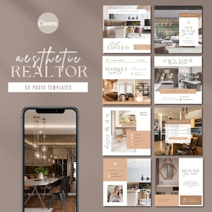 50 Real Estate Instagram Post Templates for Canva | Realtor Template | Instagram Canva Template | Social Media Templates