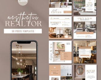 50 Real Estate Instagram Post Templates for Canva | Realtor Template | Instagram Canva Template | Social Media Templates