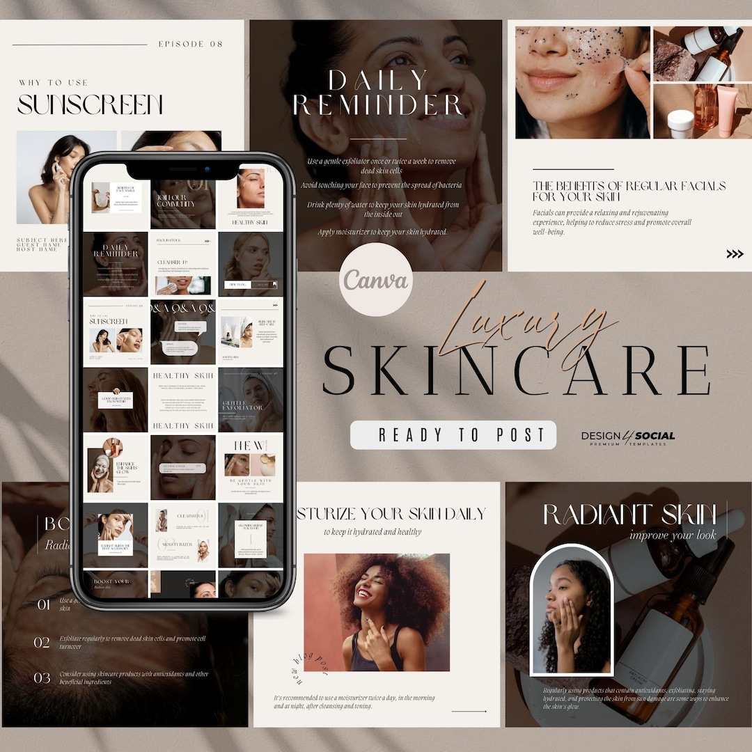 Skincare Instagram Post Templates | Social Media Template for Beauty ...
