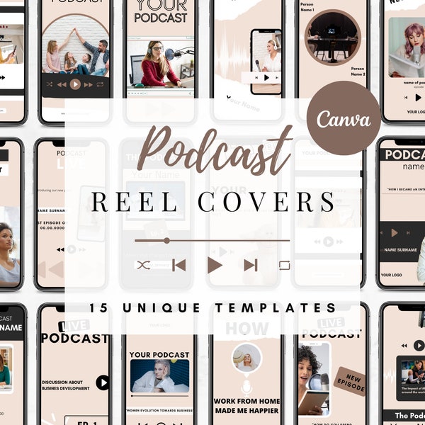 Instagram Reel Templates | Podcast Reel Covers | Reel Cover Template Editable in Canva | Reel Template Cover