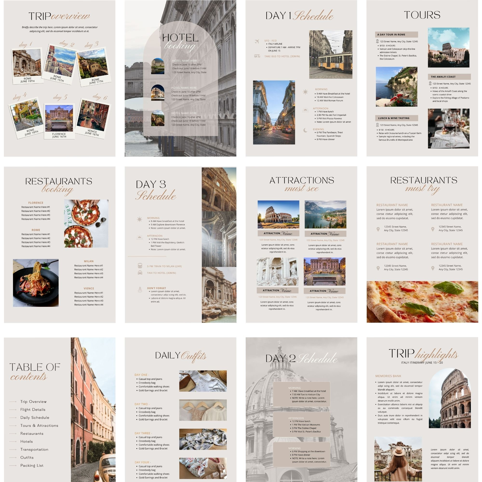 Travel Itinerary Template | Travel Planner | Printable Travel Guide ...