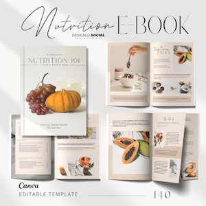 Nutrition Coach Ebook Template | Health Coach Forms | Lead Magnet | Food Diary | Nutrition Planner | Canva Template