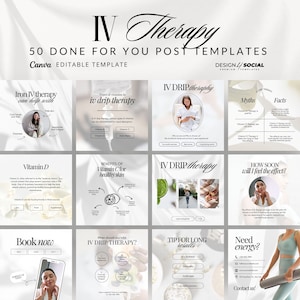 IV Therapy Instagram Templates | IV Drip Template | IV Cocktail Drip |  Iv Hydration Instagram Templates | Canva Templates