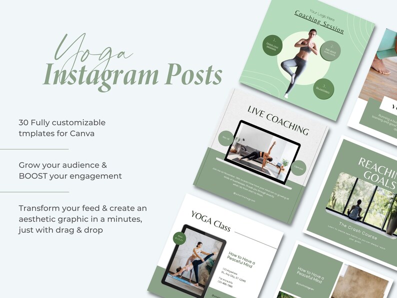 30 Yoga Instagram Templates for Canva | Social Media Templates ...