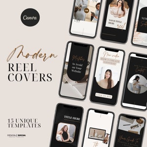 15 Instagram-Rollen-Vorlagen | Moderne Buchrollen | Reel Cover Vorlage Bearbeitbar in Canva | Reel Template Cover