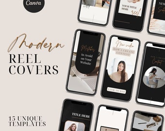 15 Instagram Reel Templates | Modern Reel Covers | Reel Cover Template Editable in Canva | Reel Template Cover