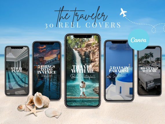 30 Instagram Reel Templates Travel Reel Covers Reel Cover Template Editable  in Canva Reel Template Cover 