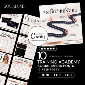 Rose Gold Social Media Templates for Beauty & Aesthetics Training, Instagram Feed Post Canva Editable Designs,Injector, Botox, Filler