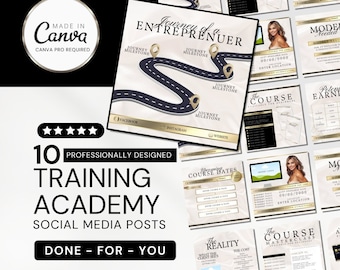 Gold Beauty Training Social Media Templates: Canva Instagram Posts