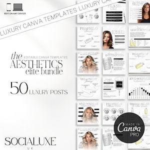 White and Silver instagram templates for estheticians | Dermal filler editable bundle | Cosmetic  injector editable template | Canva