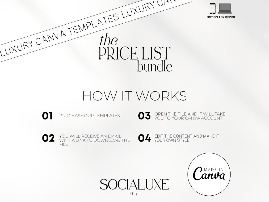 PRICE LIST Template Editable. Printable Price Sheet Price Etsy