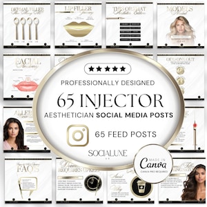 Injector Social Media Templates: White and Gold Medspa Designs (Canva)