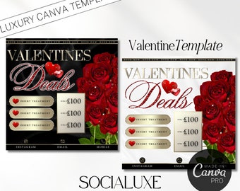 Valentines Day Deals Flyer | Social Media Templates | Customisable Valentines Flyer | DIY Flyer Canva Template | Valentines Day Deals