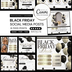 Schwarzer Freitag Social Media Flyer Vorlage Bundle, Gold & Weiß bearbeitbarer Canva Post, Giveaway Flyer, Dermal Filler Instagram Post, Botox Sale