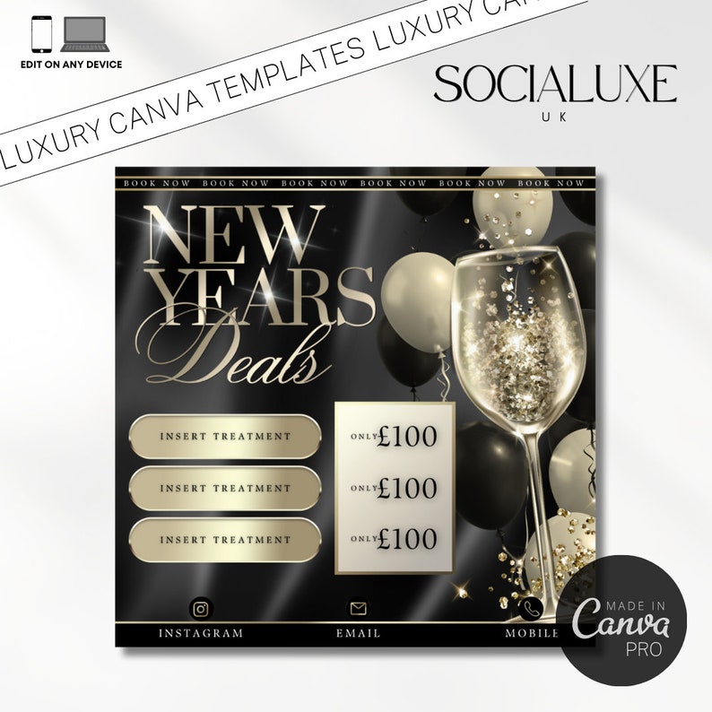 New Year 2024 Sale Flyer Template Social Media Templates NYE Flyer New