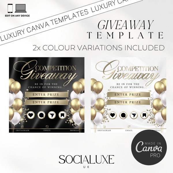Giveaway Gewinnspiel Vorlage für Instagram & Facebook | Gewinnspiel Flyer | Giveaway-Post | Social Media Giveaway Design | Werbegeschenk Canvas