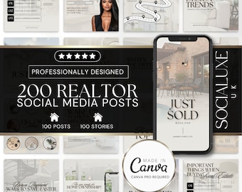 200 Real Estate Instagram Templates: Luxury Realtor Canva Posts