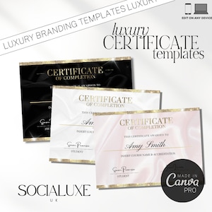 Gold Certificate of Completion | Editable Canva Certificate | Beauty Lashes Filler Botox Certificate Template