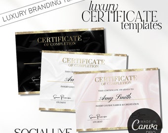 Gold Certificate of Completion Template: Editable Beauty Certificate (Canva)
