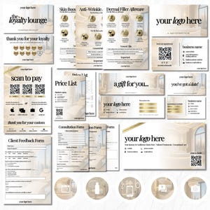White Gold Aesthetic Branding Kit | Canva Templates for Nurse Injectors, Medspa, Cosmetic Clinic | Editable Business Card, Forms, Price List
