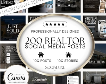 200 Real Estate Canva Templates: Luxury Realtor Instagram Posts