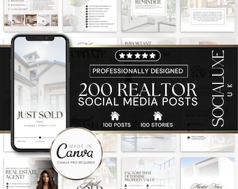 200 Real Estate Instagram Templates: Luxury Realtor Canva Posts