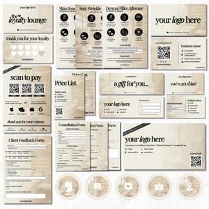 Beige Aesthetic Branding Kit | Canva Templates for Nurse Injectors, Medspa & Cosmetic Clinics | Editable Business Cards, Forms, Price Lists