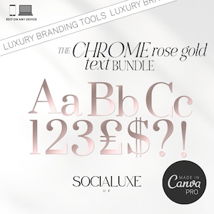 Rose Gold Chrome Text: Metallic Letters for Canva