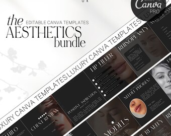 BLACK THEME Injector Instagram Template & Aesthetic Posts | MedSpa Canva Lip Filler Instagram Post Pack | Botox and Filler Template