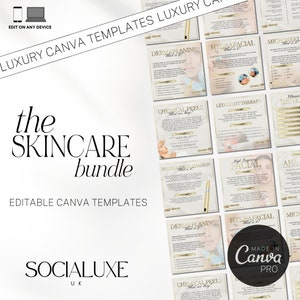 Customizable Skincare Templates for Estheticians | Instagram templates for skincare | skincare template | Canva editable | spa post