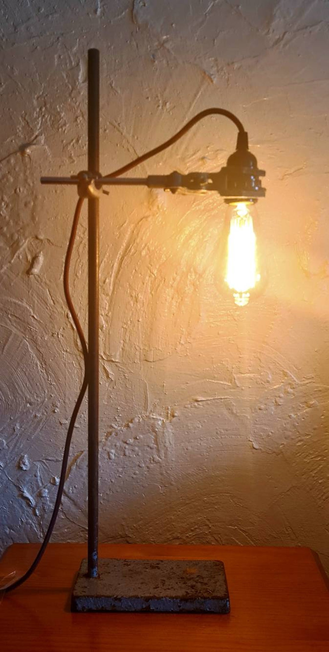 Vintage Chemistry Lab Retort Stand Table Lamp With Filament Etsy