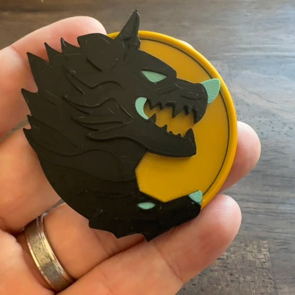 Fortknight Cerberus Medallion Chapter 5 Season 2 - Collectible Token Multicolored 3D Print Video Game Accessory Gold and Black