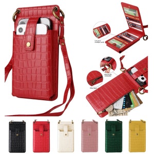 Leather Crossbody Bag for iPhone 12 / 13 / 14 / 15 Pro Max Shoulder Phone  Wallet / Handmade Bag / Travel Zip Wallet / Shoulder Strap Purse 