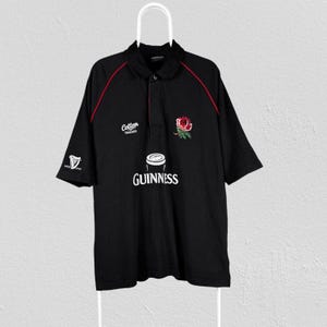 Vintage Guinness England rugbyshirt zwart katoen Traders heren XL afbeelding 1