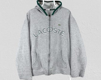 Bluza z kapturem Lacoste w kolorze szarym, haftowana, zapinana na suwak, rozmiar XL 6, męska