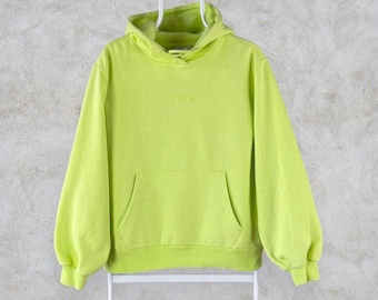 Adidas Originals Grün Hoodie Embroidered Center Logo Neon Damen UK 40 (Klein).