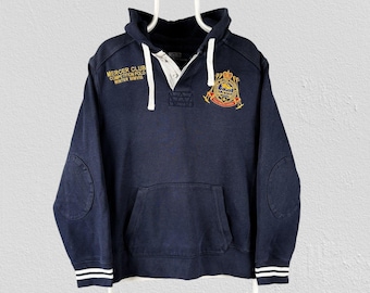Sudadera con capucha azul vintage Polo Ralph Lauren Mercer Team, talla grande para hombre.