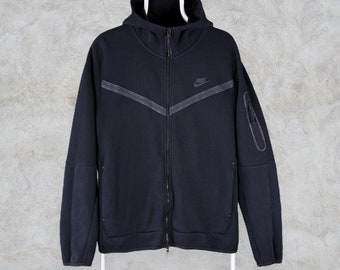 Nike Tech Fleece zwarte hoodie met volledige ritssluiting, heren, groot