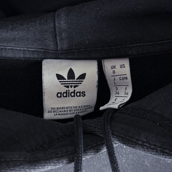 Adidas Originals Black Cropped Hoodie Striped Ove… - image 4