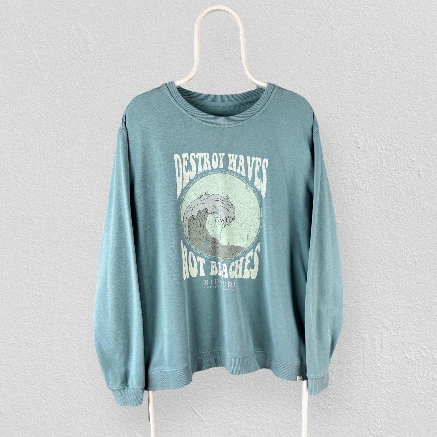 Rip Curl Moletom Azul Surf 'Destroy Waves Not Beaches' Estampado